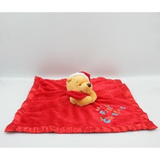 Doudou plat couverture satin Winnie l'ourson rouge Noël Christmas DISNEY STORE -