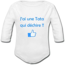Body Bébé J'ai une Tata qui déchire!! naissance tante neveu famille bleu ou rose