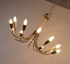 Spoutnik laiton Plafonnier Araignée Planète Lampe 12 Brûleur Ø 72 cm 50er Ans