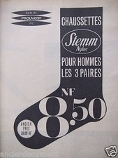 PUBLICITÉ 1962 CHAUSSETTES STEMM POUR HOMMES LES 3 PAIRES 8,50 NF - ADVERTISING
