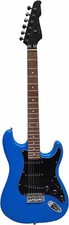 Guitare Electrique Strato Bleu Mat Avec Vibrato Et Cable