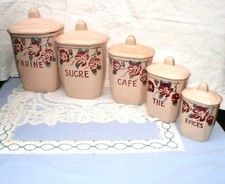Pot à épices X5 Digoin Sarreguemines ancien "Fleurs" Mai