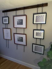 60" Rail Set 4 Chain Photo Frame Hanging Picture Modern Display Wall Art, Bronze