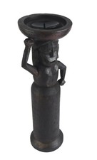 En Bois Bougie Support - Lady Figuratif Fait à la Main Socle Maison Décor