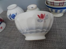 ANCIEN GRAND BOL DIGOIN DECOR DE ROSE FRISE GRIS/BLEU COLLECTION CUISINE VINTAGE