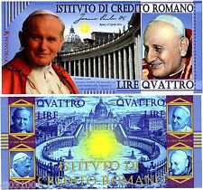 CREDITO ROMANO 4 PAPES 4 LIRE ROMAN 2014 POLYMER PAPE JEAN PAUL 2 FANTAISIE NEUF