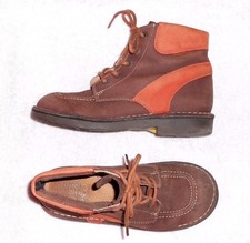 BUGGY montantes cuir nubuck marron & orange  P 36 TBE