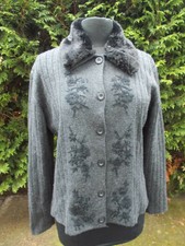 Pull boutons gilet laine mérinos /nylon gris brodé boutons 1.2.3 XXL 46/48