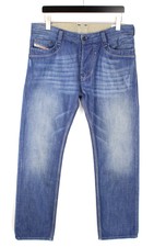 Diesel Timmen 008BK Hommes Jeans W34/L32 Coupe Standard Whiskers Délavé Boutons