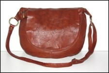 GENUINE LEATHER Sac Besace Cuir Très Souple Marron Cognac Bandoulière TBE