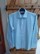 chemise à manches longues bleu turquoise fines rayures taille 39/40 M