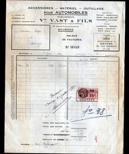 BOURGES (18) FOURNITURES ACCESSOIRES OUTILLAGE AUTOMOBILES "Vve VAST" en 1937
