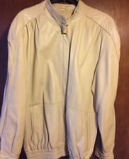 ? Veste VINTAGE très tendance en cuir d’agneau beige vanille ? Taille L