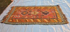Gorgeous large vintage wool handmade colorful kilim 5x8ft from Turkey
