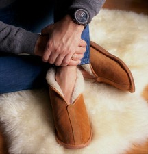 Chaussons Pantoufles Bottines Chaud 100% Fourrure Laine Cuir Daim Mouton Marron