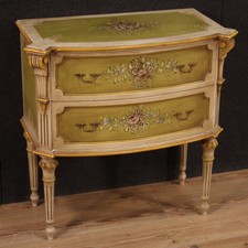 Commode en bois laqué chiffonier peint meuble style ancien 2 tiroirs 900