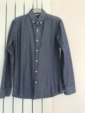 Chemise manches longues Bleu jeans avec petit pois blancs Taille XS