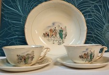 2 Tasses + 1 Plat Creux St Amand Ceranord Décor scene de vie à cheval