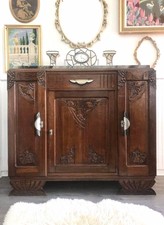 Enfilade art déco plateau marbre, meuble buffet ancien, vaisselier vintage