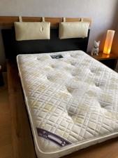 Lit adulte haut de gamme fait main en bois massif + 2 chevets à tiroirs