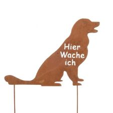 Piquet, Piquet Décoratif Chien, " Hier Wache J' ", Patine
