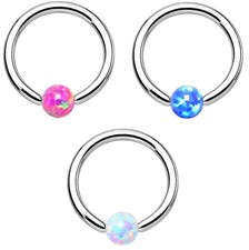 SYNTHETIC-OPAL COLOR CBR CAPTIVE BEAD RING TRAGUS HELIX CARTILAGE EAR PIERCING