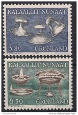 Groenland 1986 Antiquités Acier Objets Esquimaux Saindoux Lampe Artisanat 2v