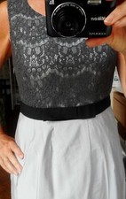 Robe chic 123 1.2.3 40 gris perle haut dentelle galon noir taille Un deux trois 