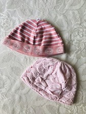 Timberland & Next Baby Girl Rose Beanie Chapeaux X 2 Taille nouveau-né Chaud Crochet/doublé