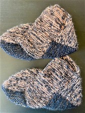 +++ chaussons saumon et bleu marine - faits main -  ado/adulte Taille Unique +++