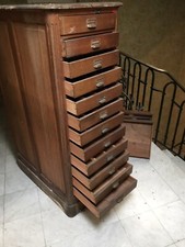 Meuble de Métier Ancien  Art Nouveau 26 Tiroirs Classeur rangement indus double 
