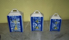 Série Pots Epices Garniture Cuisine Décor Oiseau Hirondelle Bleu Ancien