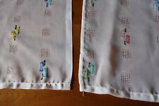 Paire de rideaux N°24 blanc voilage voile bleu jaune noir 34 x 122 cm