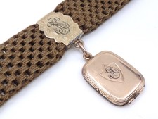 Ancienne chatelaine chaine de montre plaqué or et cheveux tressés XIXeme