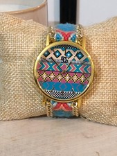 Montre Femme Bracelet Brésilien Cadran À Quartz Motifs Géométrique Tendance Neuf