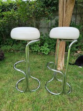 Tabourets de Bar tubulaires chromés design vintage années 60