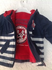Adorable petit blouson 2 en 1  Mickey Disney Baby rayé marine Taille 12 mois TBE