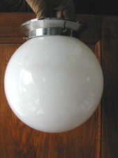 Globe Plafonnier Opaline Art Déco Luminaire Vintage 50' Ancien Objet du XXème BE