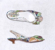 CAFE NOIR escarpins sandales toile multicolore liserai cuir doré P 38 TBE