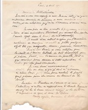 Musique Georges Berger Arts décoratifs exposition 1907 lettre autographe signée