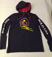 Polo Ralph Lauren SKI 1992 POLO USA M Hoodie Tee-shirt Long Sleeve - Retro VTG  