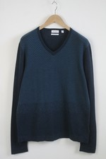 Calvin Klein Italian Yarn Homme L Laine Merino Mélange Mince Pull Tricot