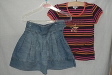 CFK/ALPHABET tenue 2 pièces jupe en jeans+T.Shirt T 5/6 ans