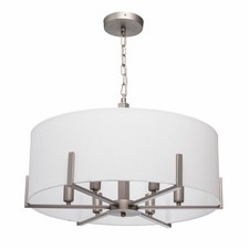 MW Lumière mégalopoles moderne Tambour Abat-jour Lustre 6LT Plafonnier Nickel satiné