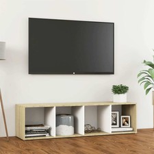 vidaXL Meuble TV Blanc et chêne  142.5x35x36.5 cm Aggloméré LSO