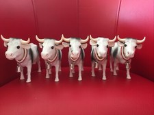 5 Petites Vaches DÉCO sympa Prim'holstein PIE NOIRE tête qui bouge et sa cloche