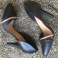 Escarpin New Look - Pointure 40 - Talon 10 cm - Look BCBG Raffiné - Noir & Doré.