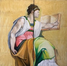 Diptyque d'après la sybille Erythréenne chapelle sixtine Michel Ange 1M par 1M