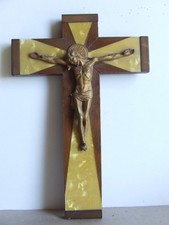 ANCIEN CRUCIFIX CHRIST BRONZE DORE SIGNE DEBRIE