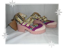 D - Magnifiques Chaussures Fantaisies Daim Tissu Rose Violet  Boom Bap Point 37